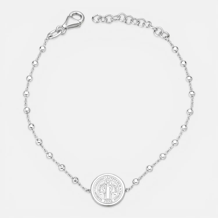 Pulsera San Benito Abad Esferas Plata